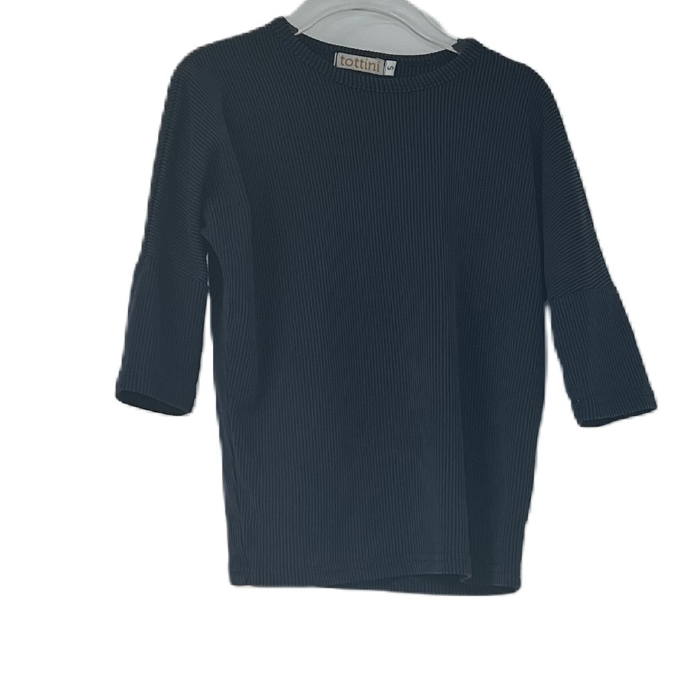 Tottini Girls Navy Blue Ribbed Lightweight Casual 3/4 Sleeve Top Size 5